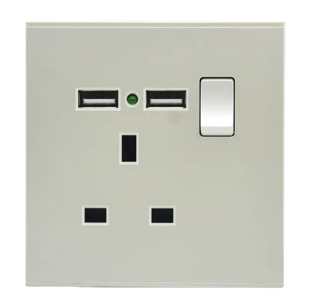 reTOUCH Elegance Sense 13A Flat Pin Switch Socket with USB A + C