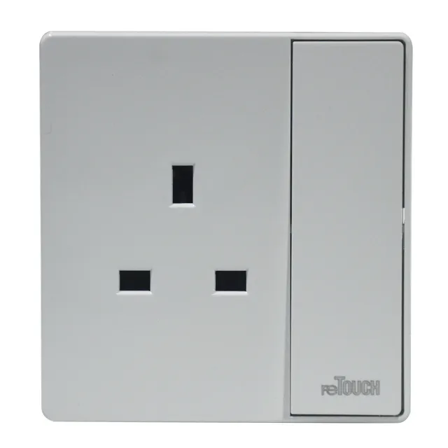 reTOUCH Ultra Rimless 13A Big Rocker Flat Pin Switch Socket