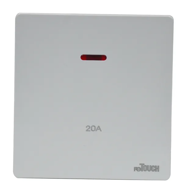 reTOUCH Ultra Rimless 20A Double Pole Switch with Neon